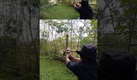 diy slingshot#diyslingshot #woodworking#catapult#slingshot #bamboogun#hunting#surviv