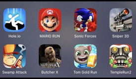 Hole.io,Mario Run,Sonic Forces,Sniper 3D,Swamp Attack,Butcher X,Tom Gold Run