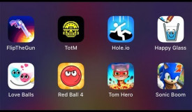 FlipTheGun,TotM,Hole.io,Happy Glass,Love Balls,Red Ball 4,Tom Hero,Soinc Dash,Sonic Boom