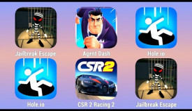 Jailbreak Escape, CSR Racing 2, Hole.io, Agent Dash | Gameplay on tablet