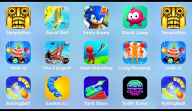 Temple Run, Spiral Roll, Sonic Boom, Stack Jump, Hole.io, The Catapult, Move.io, Crazy Shopping