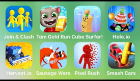 Join Clash 3D, Tom Gold Run, Cube Surfer, Hole.io, Harvest.io, Sausage Wars, Pixel Rush, Smash Cars