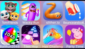 Hair Challenge,Ball Run 2040,Tiles Hop,Slither.io,Wacky Run,Tom Friends,Bounce and Collect,Peppa Pig